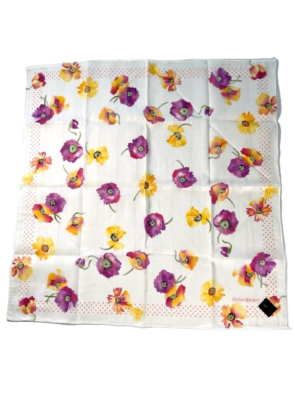 Vintage Yves Saint Laurent Floral Cotton Scarf NWT Pink Purple Flowers